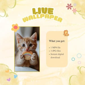 4K Cute Anime Kitten Live Wallpaper – Fluffy Cat Digital Download for iPhone & Android | Kawaii Animated Phone Background