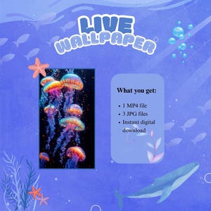 4K Jellyfish Live Wallpaper | Calming Ocean Screensaver | Glowing Underwater Video Loop | Desktop & Phone Digital Download