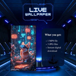 Corgis 8-Bit Live Wallpaper 4K | Retro Pixel Art Animierter Telefon Hintergrund | VR Hund Waldästhetik | Digitaler Download für iPhone & Android