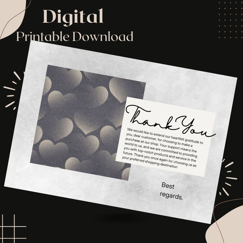 Printable Thank You Card, Instant Download, Digital Thank You Card ...