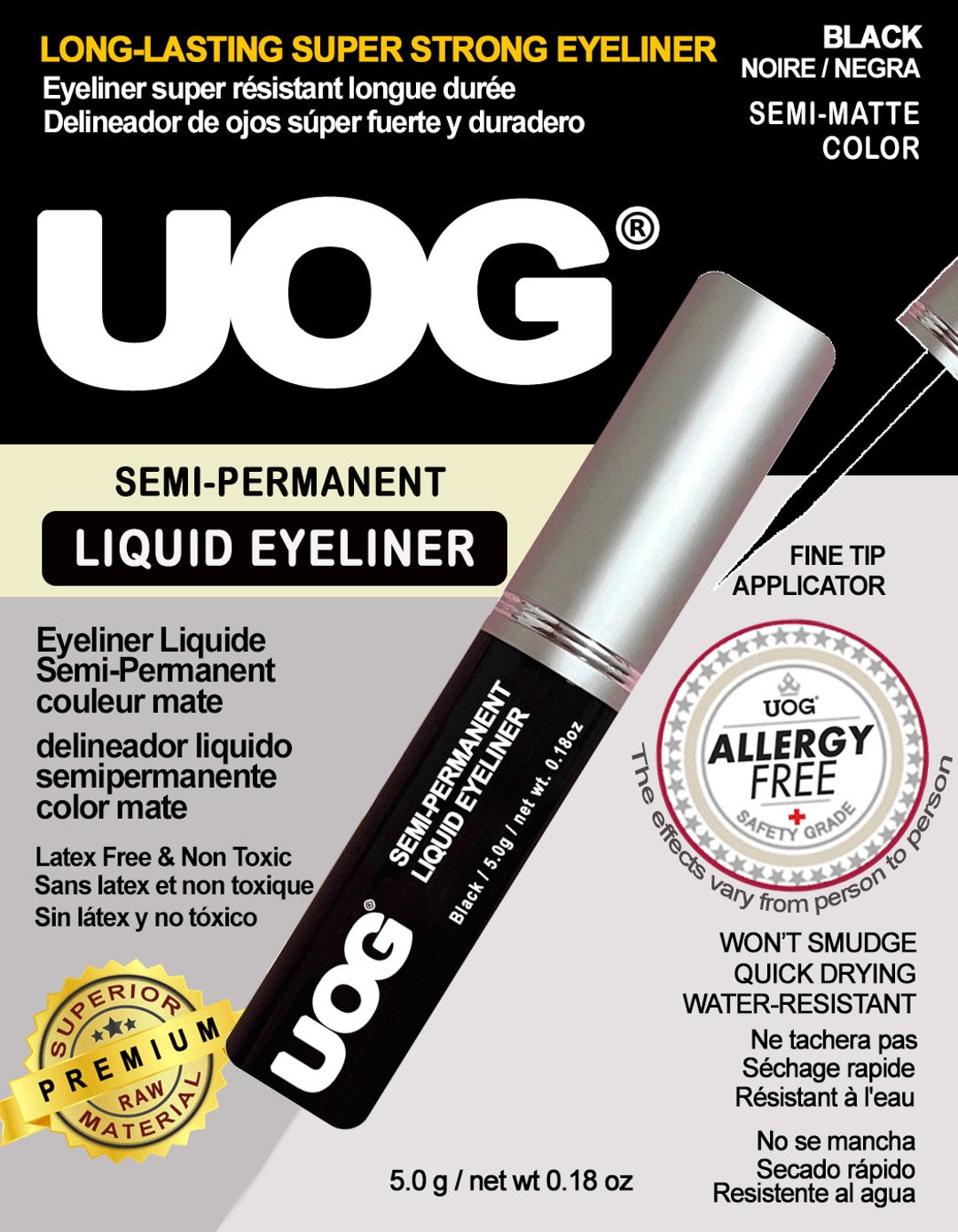 UOG Liquid Eyeliner. Semipermanent Liquid Eyeliner. Allergy Free