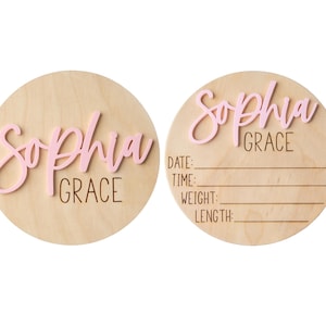 Doubled-Sided Baby Birth Announcement Sign, Personalized Baby Name Sign for hospital, Newborn Photo Prop, Hospital Announcement Sign