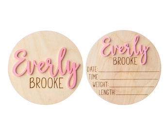 Double-Sided Baby Birth Announcement Sign, Personalized Name Plate, Newborn Photo Prop, Hospital Name Sign, Baby Shower Gift, Pregnancy Gift