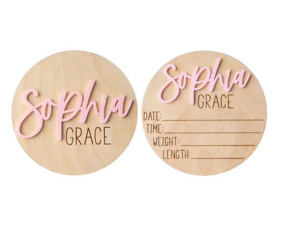Doubled-Sided Baby Birth Announcement Sign, Personalized Baby Name Sign for hospital, Newborn Photo Prop, Hospital Announcement Sign