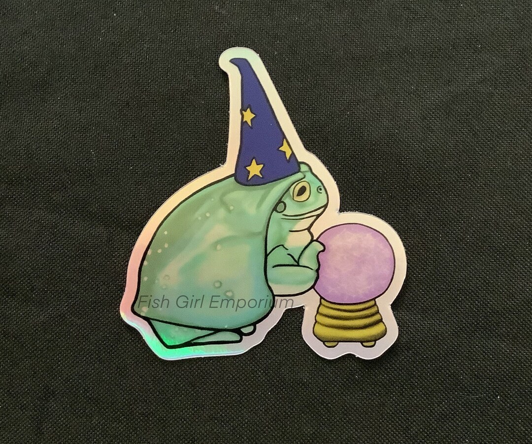 Frog Wizard Holographic Sticker - Etsy