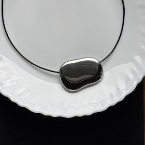 Large Bean Necklace – Gold or Silver - Cord Pendant