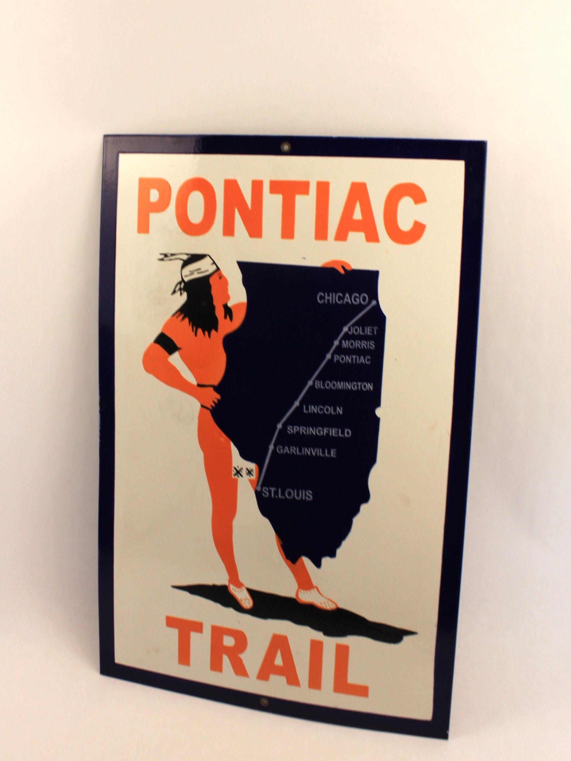 Pontiac Trail Porcelain Sign Limited Reproduction Etsy