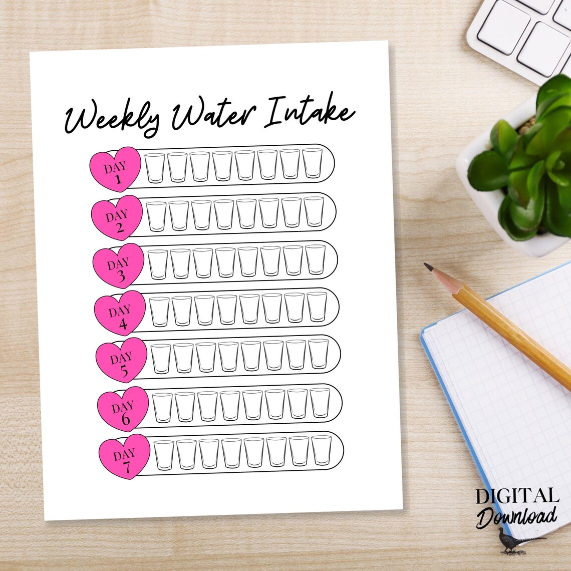 Hydration Tracker Printable | Water Intake Tracker Printable | 8.5 X 11 ...