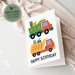 d'anniversaire imprimable de camion à benne basculante |  d'anniversaire de véhicules de construction | carte d'anniversaire de petit-fils | Téléchargement numérique