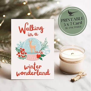 Winter Wonderland Christmas Card | Snow Globe Printable Card | Printable Christmas Card and Envelope | Digital Download