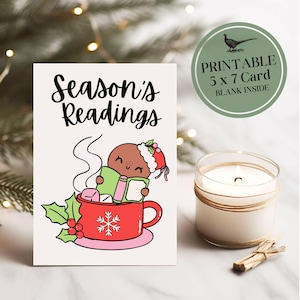 Wydrukuj 'Season's Readings' Kartka świąteczna | Miłośnik książek Wydrukuj Kartka świąteczna | Bookmas | Pobieranie cyfrowe