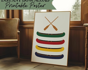 Printable Canoe Poster | Canoe Print | Lakehouse Wall Art | Digital Download