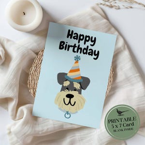 Printable Police Schnauzer Birthday Card | Schnauzer Lover Birthday Card | Dog Birthday Card | Digital Download
