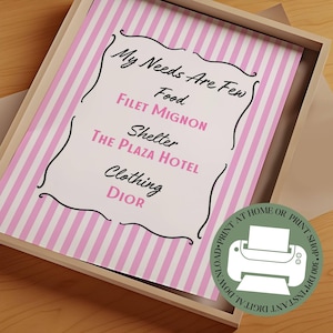 Eloise 'My Needs Are Few' Print | Eloise Inspired Printable Wall Art | Eloise at the Plaza | Digital Download