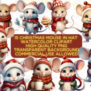 15 Cute Mouse Christmas Clipart,Clipart Bundle,christmas clipart,christmas mouse,funny christmas,christmas animal,holiday cliparts,xmas