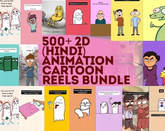 Bundel 500+ 2D-animatie cartoonspoelen, Instagram-spoelen, haspelvideo's, animatiespoelen, Facebook-spoelen, TikTok-video's, YouTube-shorts