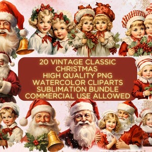 20 Vintage Classic Christmas Clipart, Christmas Clipart Bundle,Christmas,christmas clipart,watercolor christmas clipart,PNG,Digital PDF