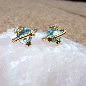 Planet Stud Earrings - Celestial Jewelry, Cute Space Gift for Her