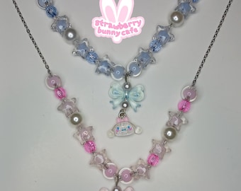 Beaded Character Necklace, Kawaiicore Jewelry (13-14.5in)