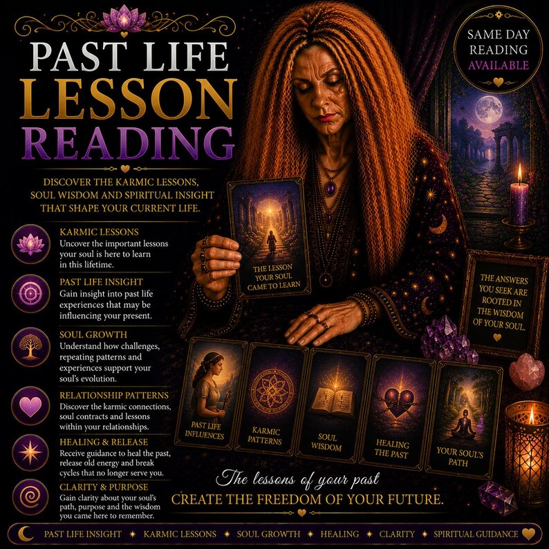 Past Life Lesson Reading Same Day, Accurate Psychic Guidance, Karmic Lessons, Soul Growth and Past Life Insight image 1