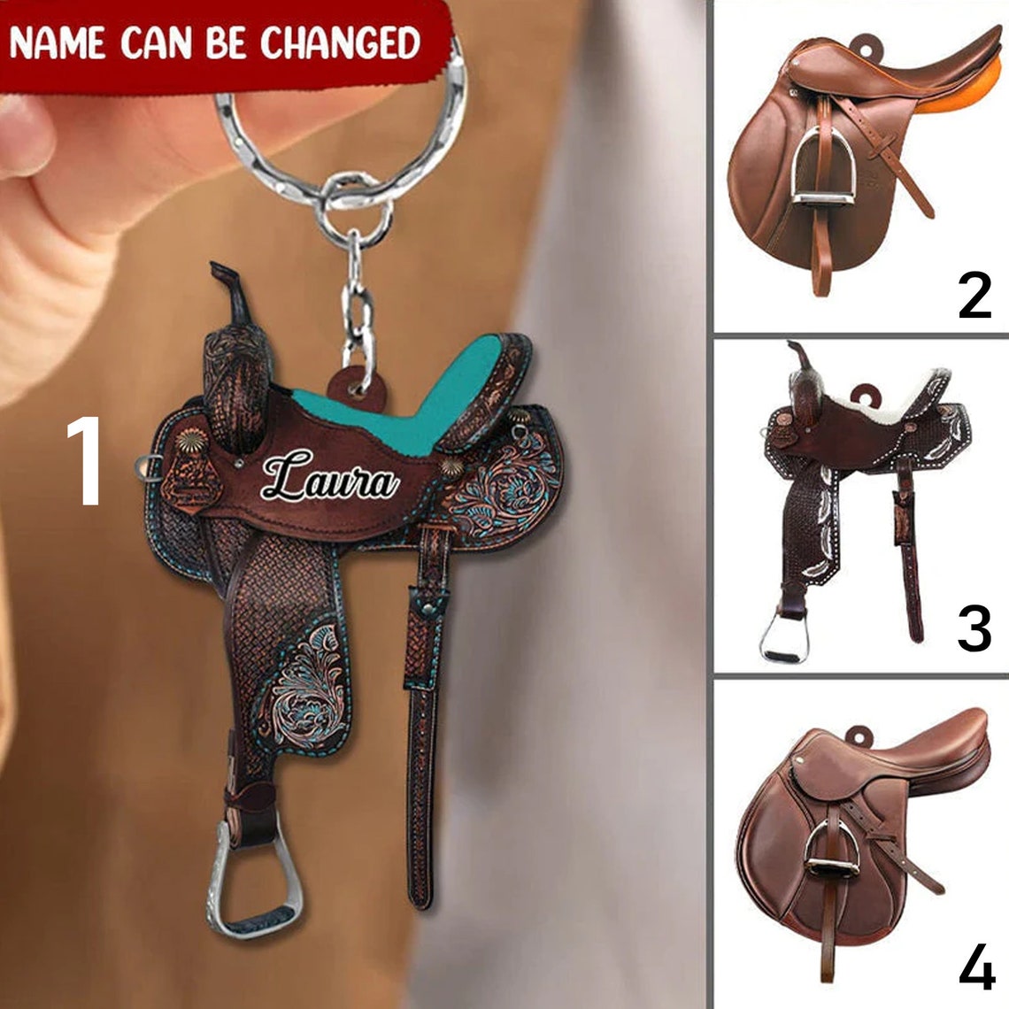 Personalized Horse Saddle Keychain Cow Mom 2D Keychain Etsy Canada