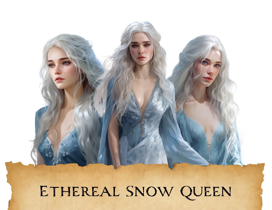 15 Ethereal Snow Queen Clipart Bundle, Fairytale Ice Queen, Fantasy ...