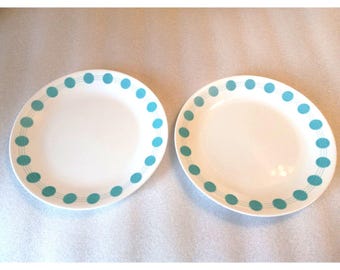 VOORZICHTIG GEBRUIKT Set van 2 dinerborden Corelle Vitrelle South Beach-patroon *patroon niet meer leverbaar vanaf 2010*