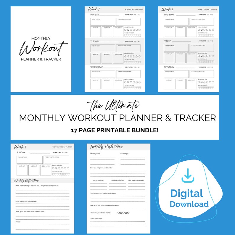 Printable PDF Workout Planner for Weekly Tracking - Etsy