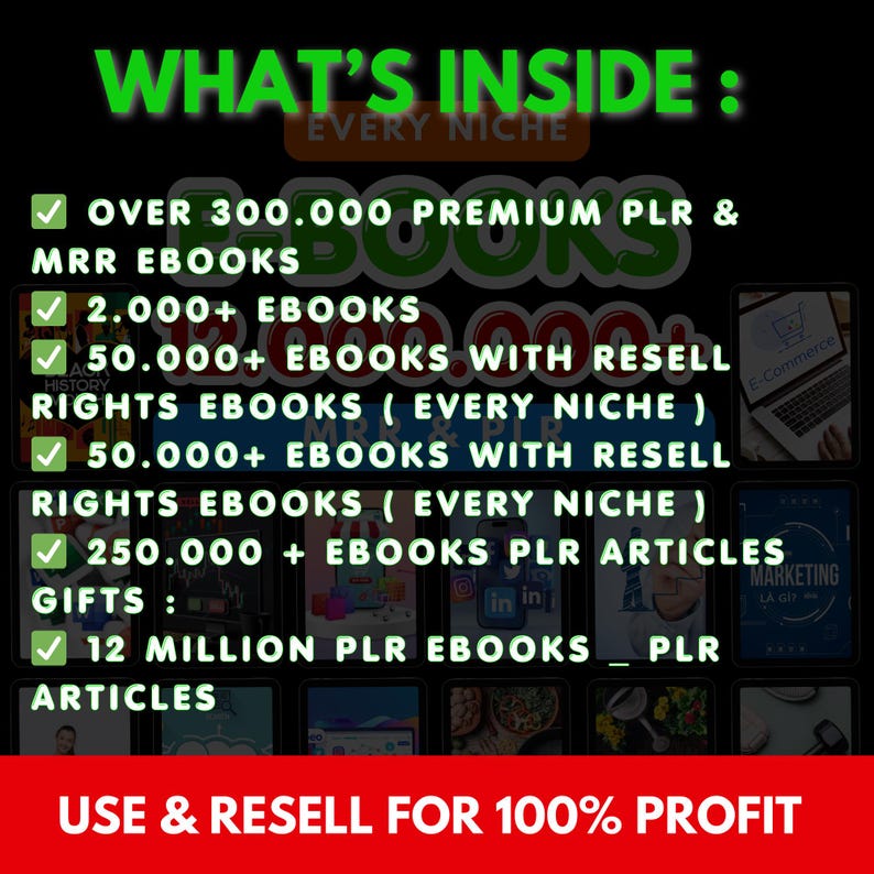 12.000.000+ Mega Ebook Bundle | PLR & MRR Resale Rights, Digital ...