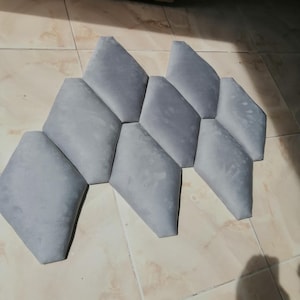 Velvet Acoustic Wall Panels - Geometric Soundproofing Tiles | Modern Decorative Hexagon Wall Art | Padded Upholstered Headboard Panels