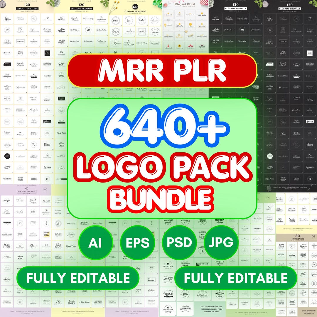 640+ Logo Pack Bundle MRR PLR – Unlimited Editable Logo Ai Eps Psd Jpg ...