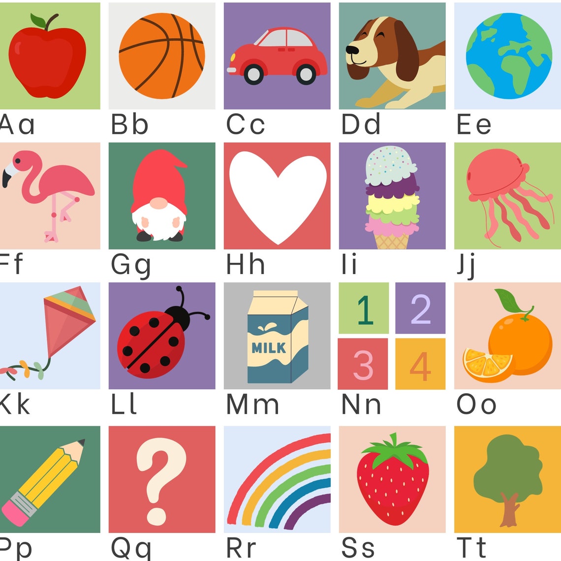 Block Alphabet Print Kids Alphabet Printable Poster Homeschool ...