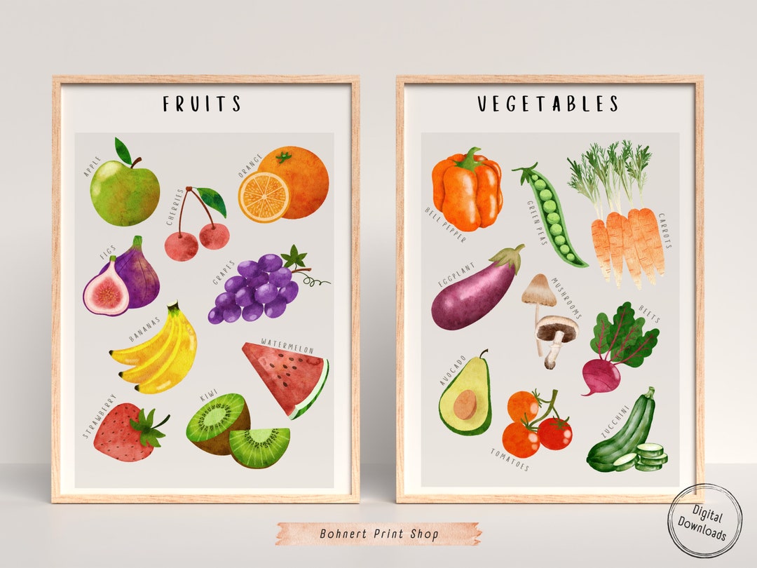 Fruit and Vegetable Digital Prints Montessori Printables Etsy Fruit and Vegetable Digital Prints Montessori Printables Etsy