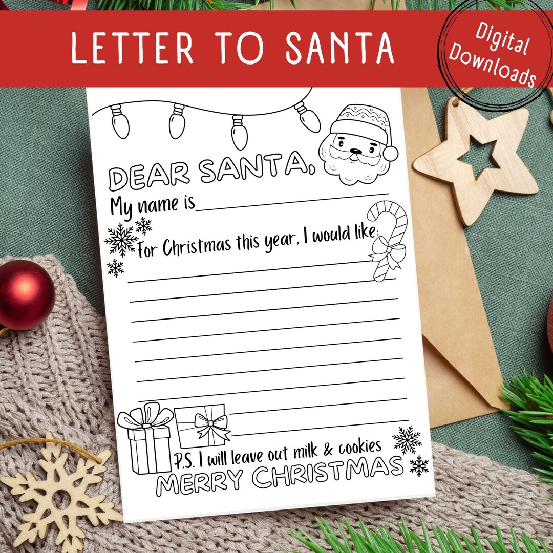 Printable Letter to Santa Claus Christmas Wish List Dear Santa ...