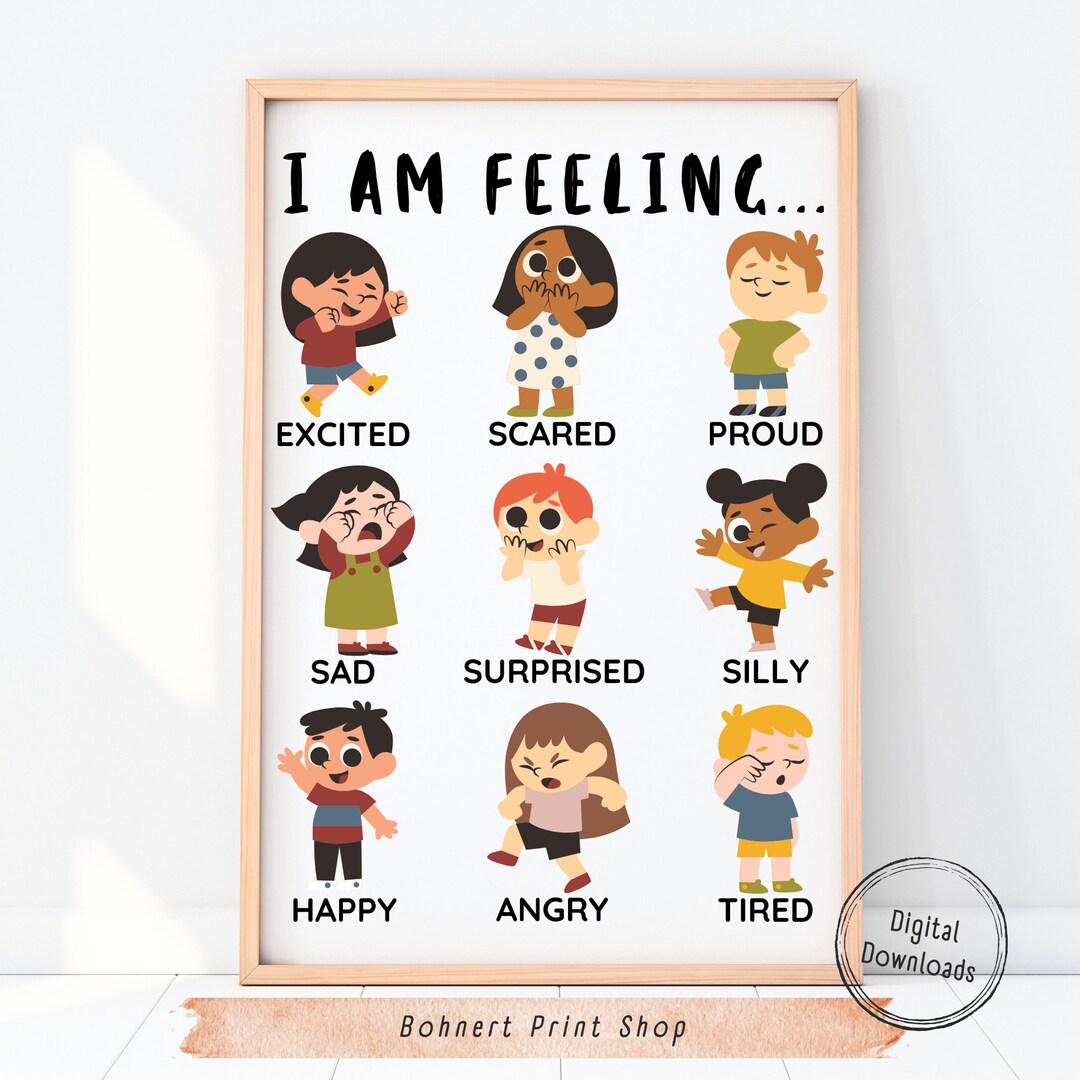 Kids Feelings Chart Poster: Montessori Homeschool Decor (digital ...