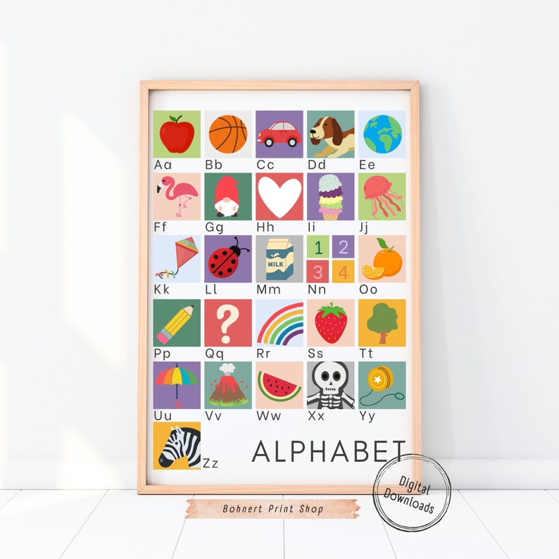 Block Alphabet Print Kids Alphabet Printable Poster Homeschool ...