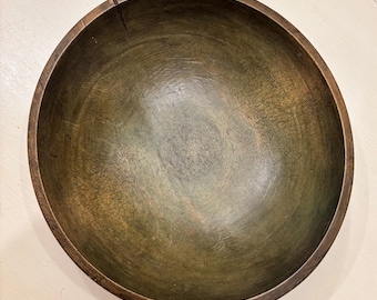 Vintage Hand Carved 13” Wooden Dough Bowl Primitive Rustic Farmhouse Decor
