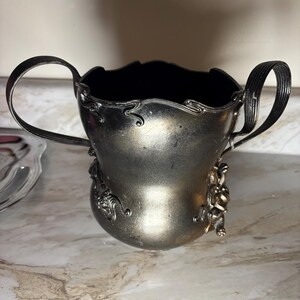 Antique Wm Rogers Silverplate Vase | Ornate Floral Cache Pot | Victorian Double Handle Planter | Moody Cottage Decor