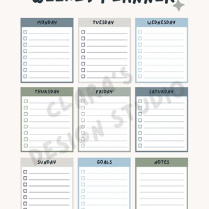 Cute Printable Weekly Planner To-do Checklist Template Instant - Etsy