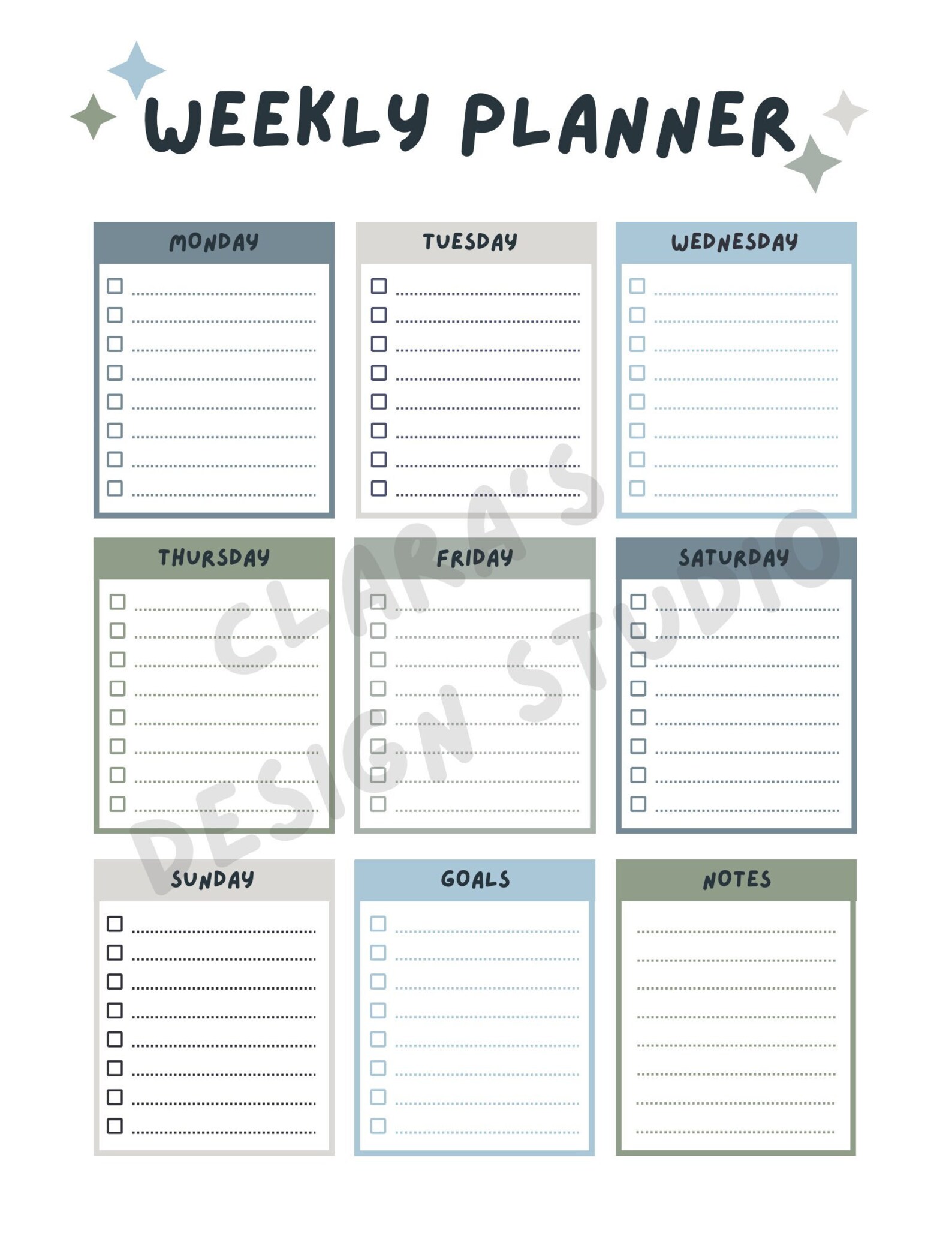 Cute Printable Weekly Planner To-do Checklist Template Instant - Etsy