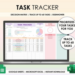 Task Tracker Google Sheets Excel Task Tracker Spreadsheet To Do List Activity Excel Task Manager Decision Matrix Task Planner Task Track
