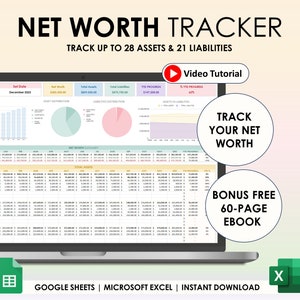 Net Worth Tracker Google Sheets Excel-Arbeitsblatt Reinvermögen-Rechner Spreadsheet Aktiva Haftungen Filou auf Planer