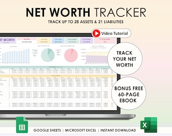 Net Worth Tracker Google Sheets Excel Spreadsheet Net Worth Calculator Spreadsheet Assets Liabilities Financial Planner