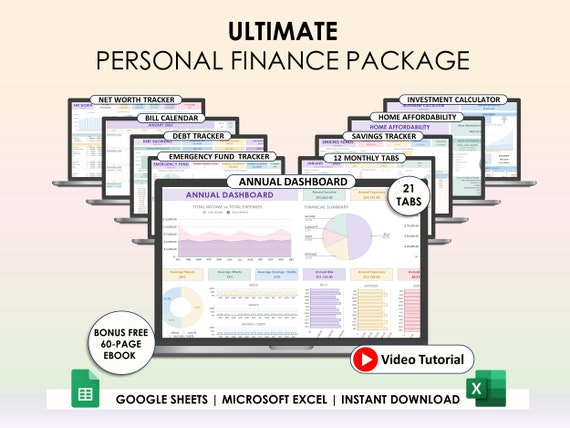 Annual Budget Google Sheets Excel Spreadsheet Monthly Biweekly Budget Tracker Bill Calendar Debt Tracker 50/30/20 Budget Spreadsheet Tracker