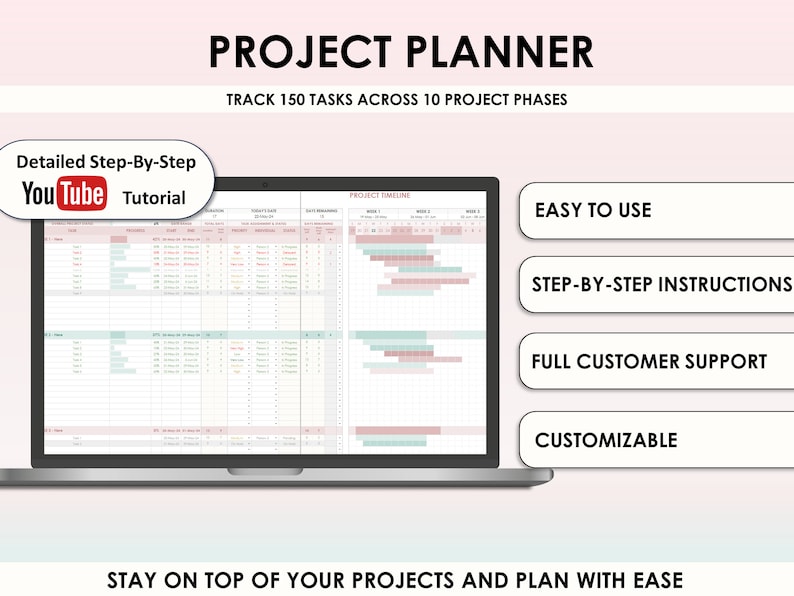 Project Planner Gantt Chart Google Sheets Excel Spreadsheet Project ...