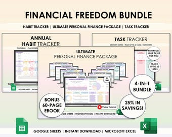 Årsbudget Google Sheets Excel-kalkylblad Månadslön Budgetplanerare Skuldspårning Fakturakalender 50/30/20 Ultimat budgetpaket
