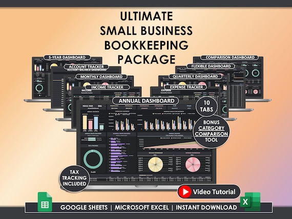 Small Business Bookkeeping Spreadsheet Template Profit And Loss Easy Accounting Etsy Sales Tax Tracker Invoice Tracker Excel Google Sheets