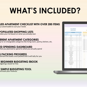 First Apartment Checklist Google Sheets Excel Moving Checklist Moving Planner Packing List Checklist Printable Moving Budget Shopping List image 2