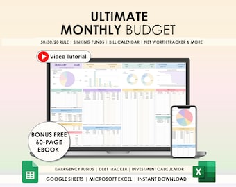 Månadsbudget Google Sheets Excel Månadsbudget Kalkylblad Tvåveckorsbudgetspårare Fakturakalender Skuldspårare Månadsfakturaplanerare