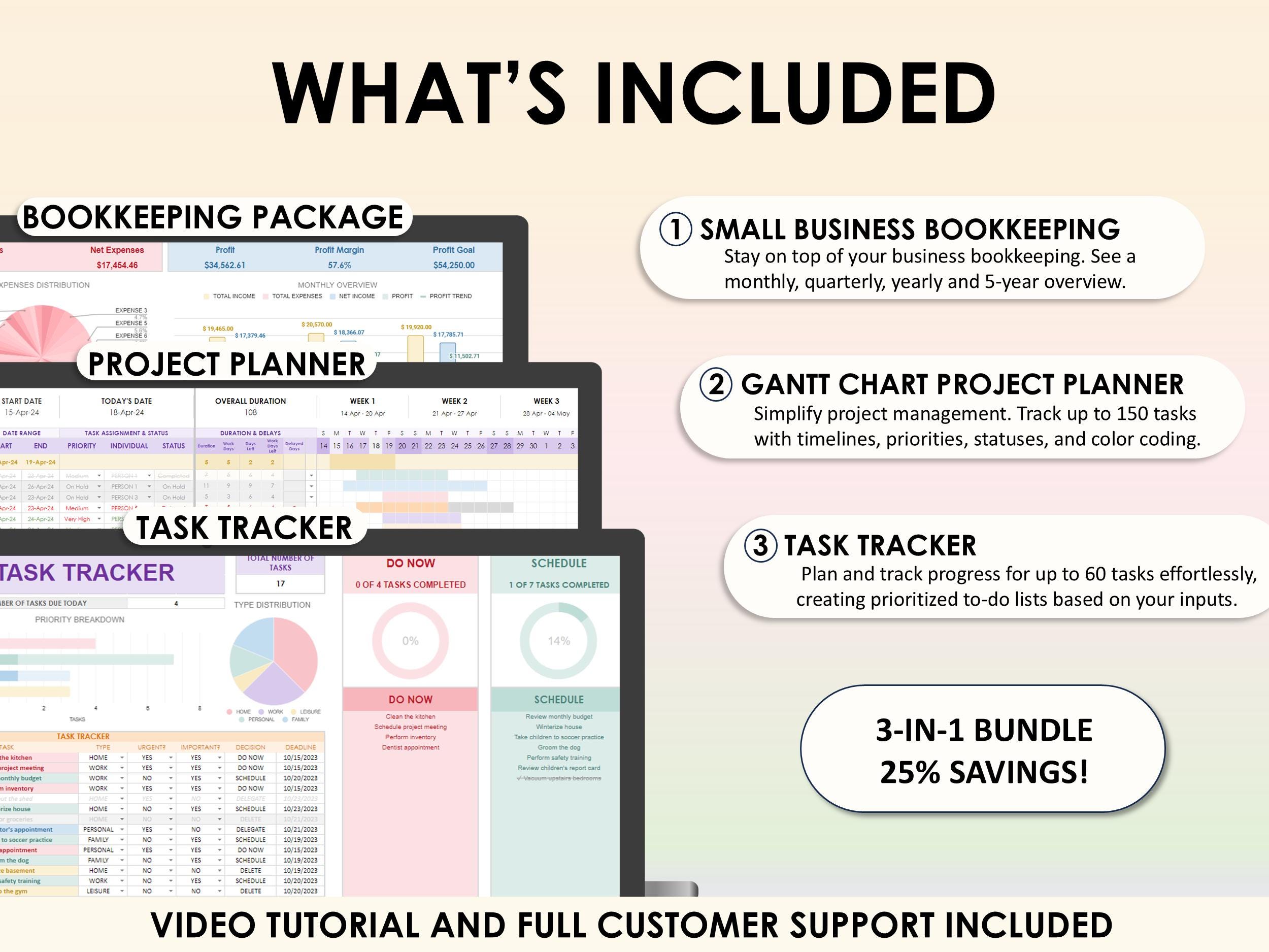 Small Business Bookkeeping Spreadsheet Planner Google Sheets Excel ...